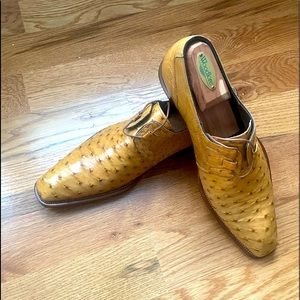 Mezlan Tan Genuine Ostrich Oxford Shoes Sz 10